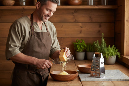 Râpe à fromage râpe du queux directement au dessus du plat